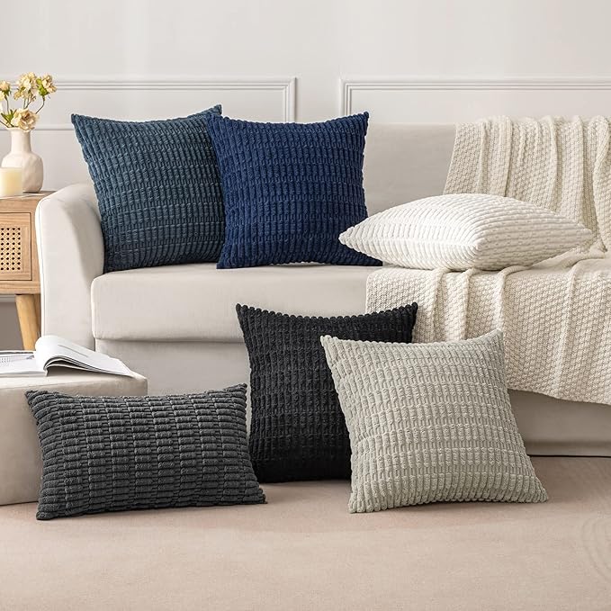 MIULEE Pack of 2 Corduroy Decorative Euro Sham Throw Pillow Covers 24x24 Inch - Image 3