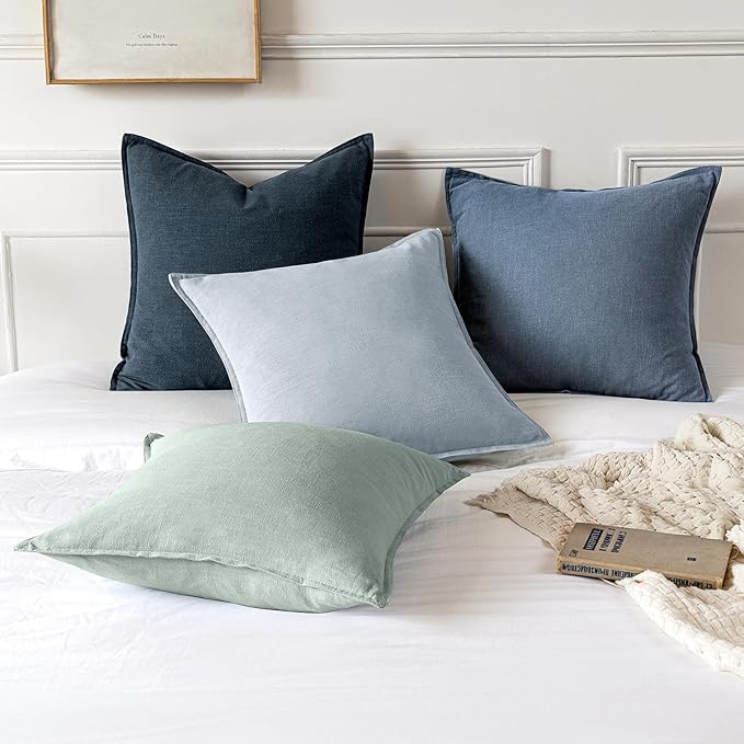 MIULEE Decorative Linen Pillow Covers 20x20 Inch Blue Ashes Boho Farmhouse - Image 6