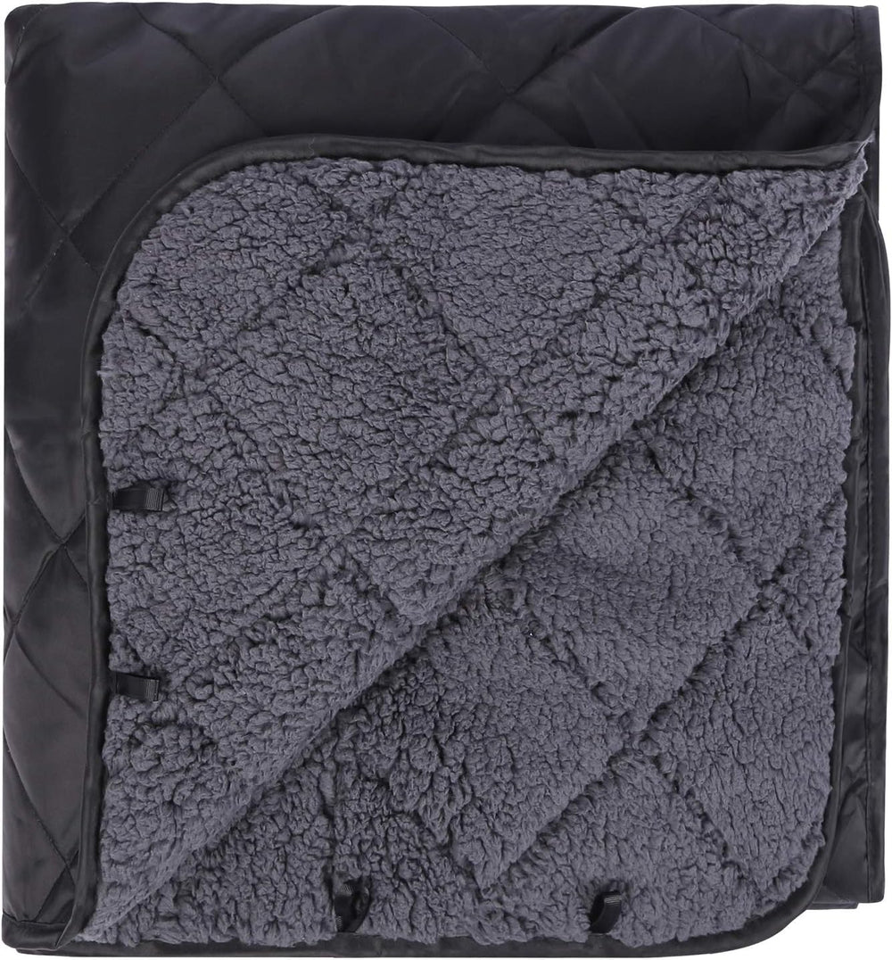 REDCAMP Large Camping Blanket with Sherpa Lining, Black 79"x59"
