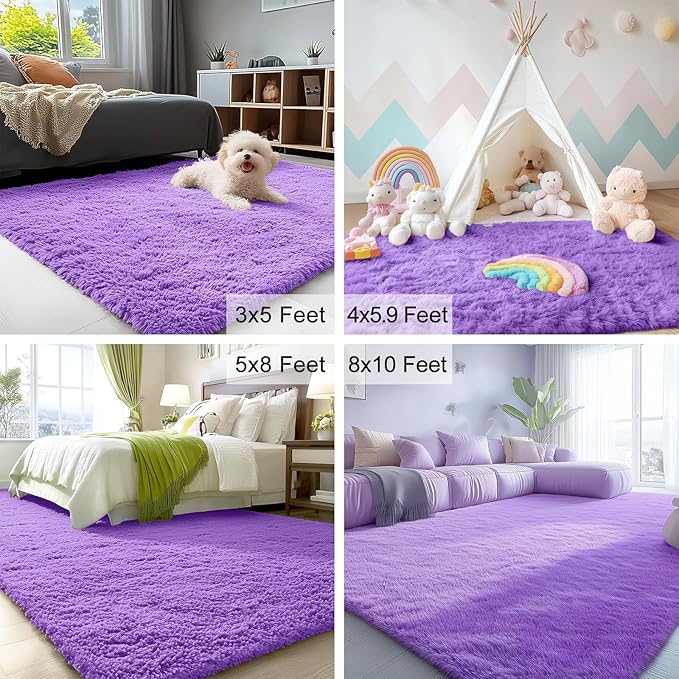 OLANLY 3x5 Machine Washable Small Bedside Rug, Soft Fluffy Shaggy Rugs - Image 6