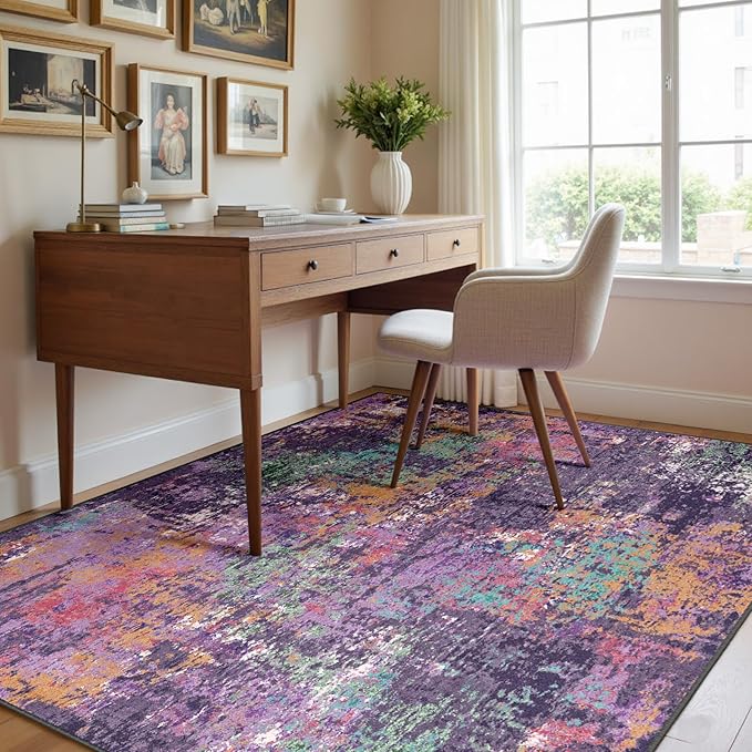 Washable Area Rugs 4'x6' Non-Slip Modern Abstract Soft - Image 4