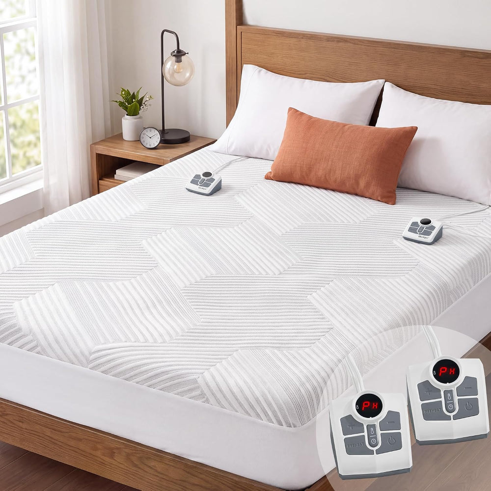 Heated Mattress Pad Queen Size, Electric Bed Warmer Dual Control, Fast Heatin...
