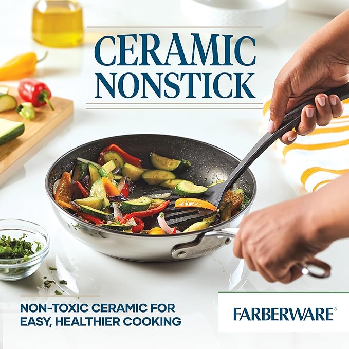 Farberware Millennium Stainless Steel Nonstick Cookware Set, 10-Piece Pot and - Image 3
