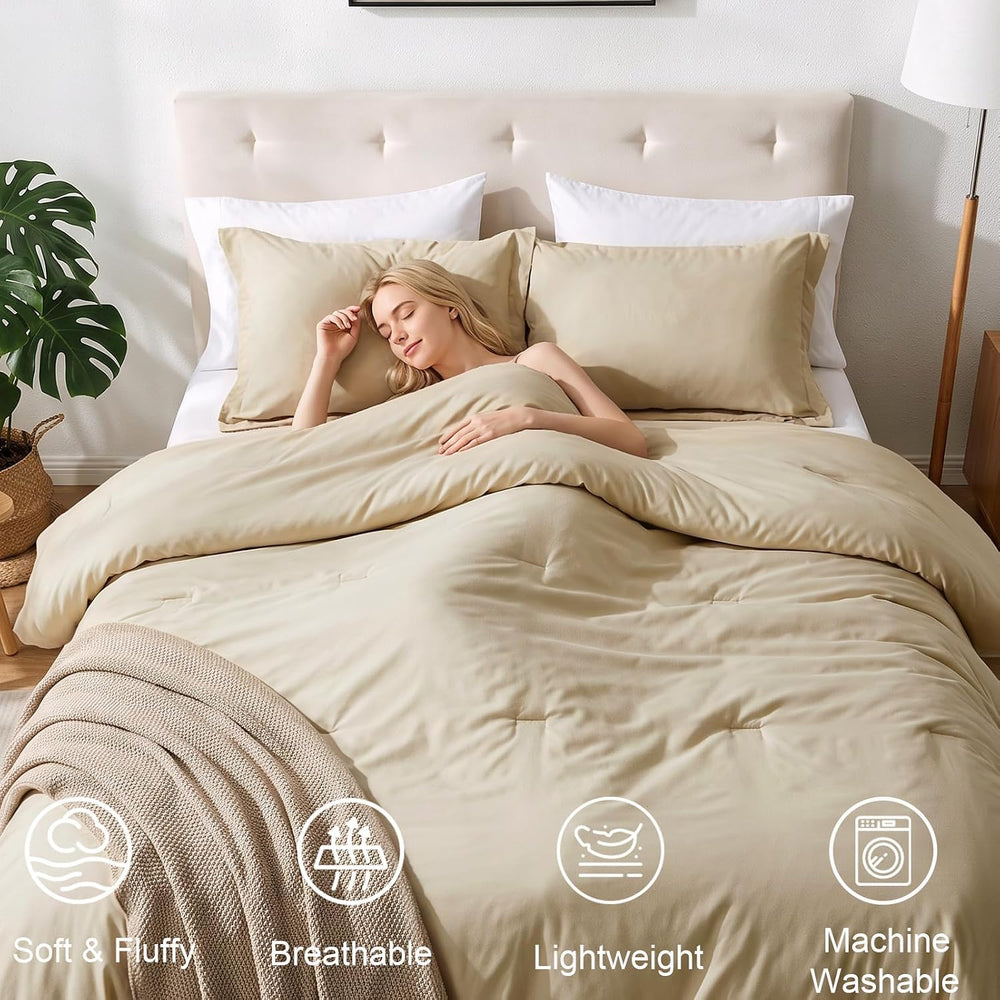 Homelike Moment Queen Comforter Set 3 Piece, Lightweight Soft Bed Sets