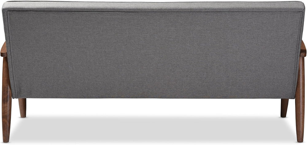 Baxton Studio Sorrento Mid-Century Retro Modern Fabric Upholstered Wooden 3-S...