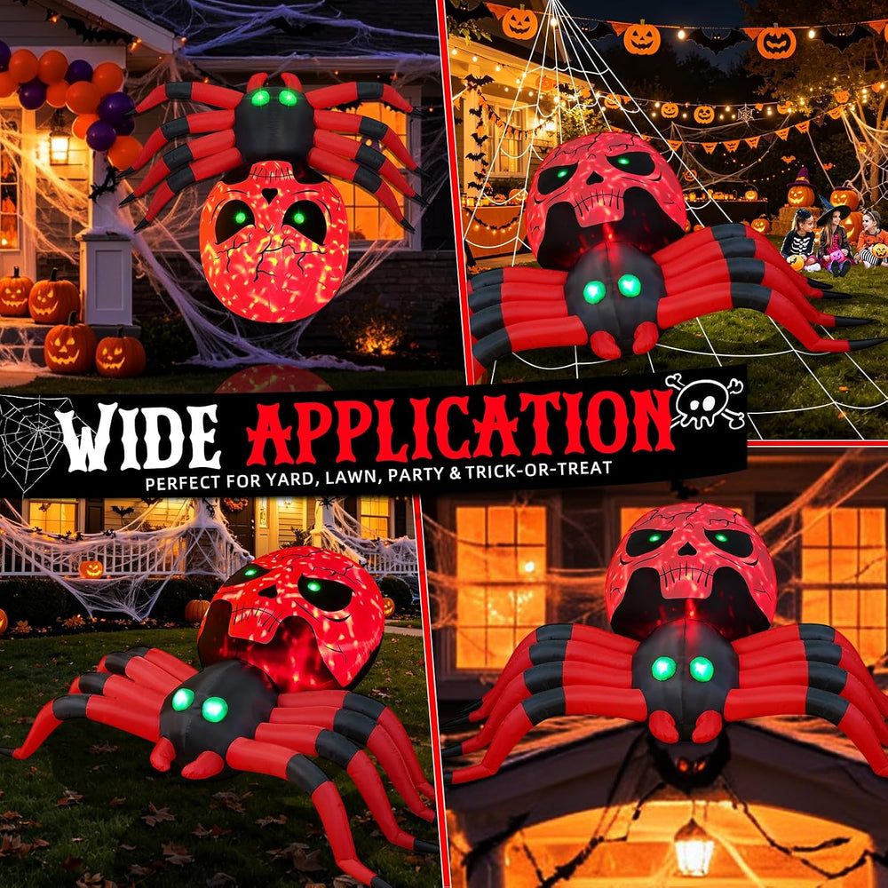 Spider Inflatable Halloween 8FT Giant Spider with Disco Flashing LED Lights, ...