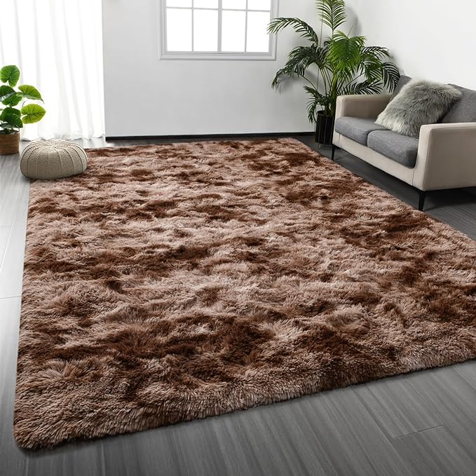 Deerhoo Large Shag Area Rugs 6 x 9, Tie-Dyed Plush Fuzzy Rugs by Deerhoo