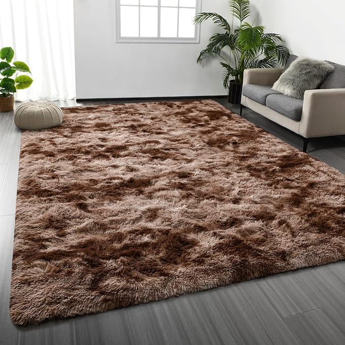Deerhoo Large Shag Area Rugs 9 x 12, Tie-Dyed Plush Fuzzy Rugs by Deerhoo