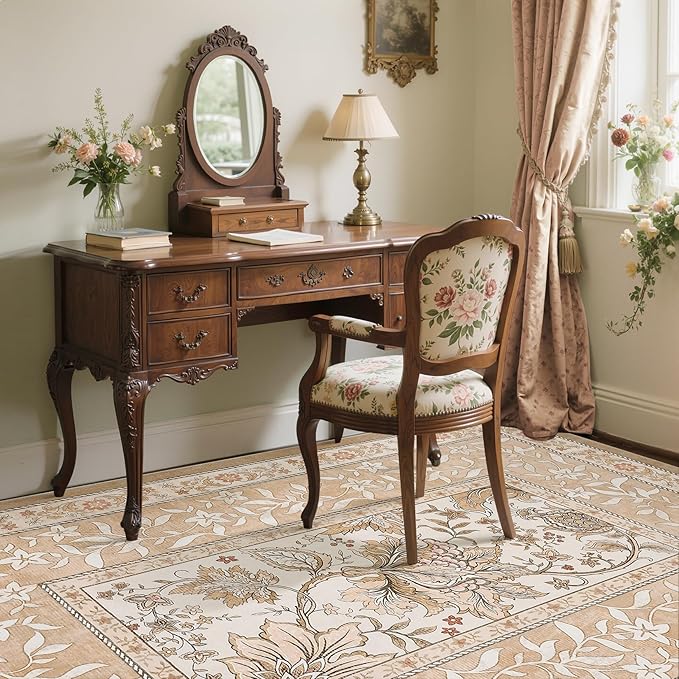 GarveeHome Provence 6x9 Area Rugs, Botanical Grove Vintage Cottagecore Non-Slip - Image 3