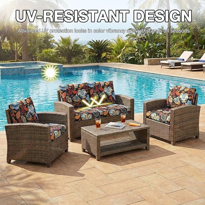 hyha 8Pcs Patio Cushion Covers, Stretch Outdoor Couch Cushion Covers Replacement - Image 6