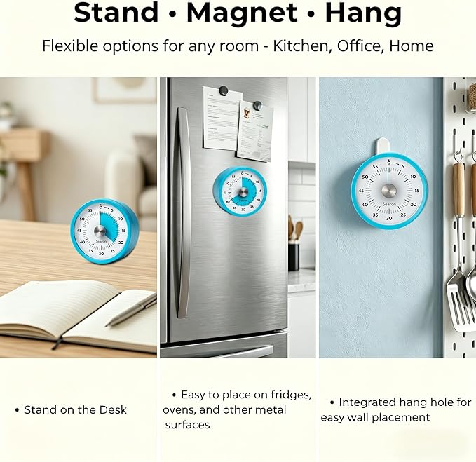 Searon Magnetic Visual Kitchen Timer, 60 Minute Countdown Timer - Image 5