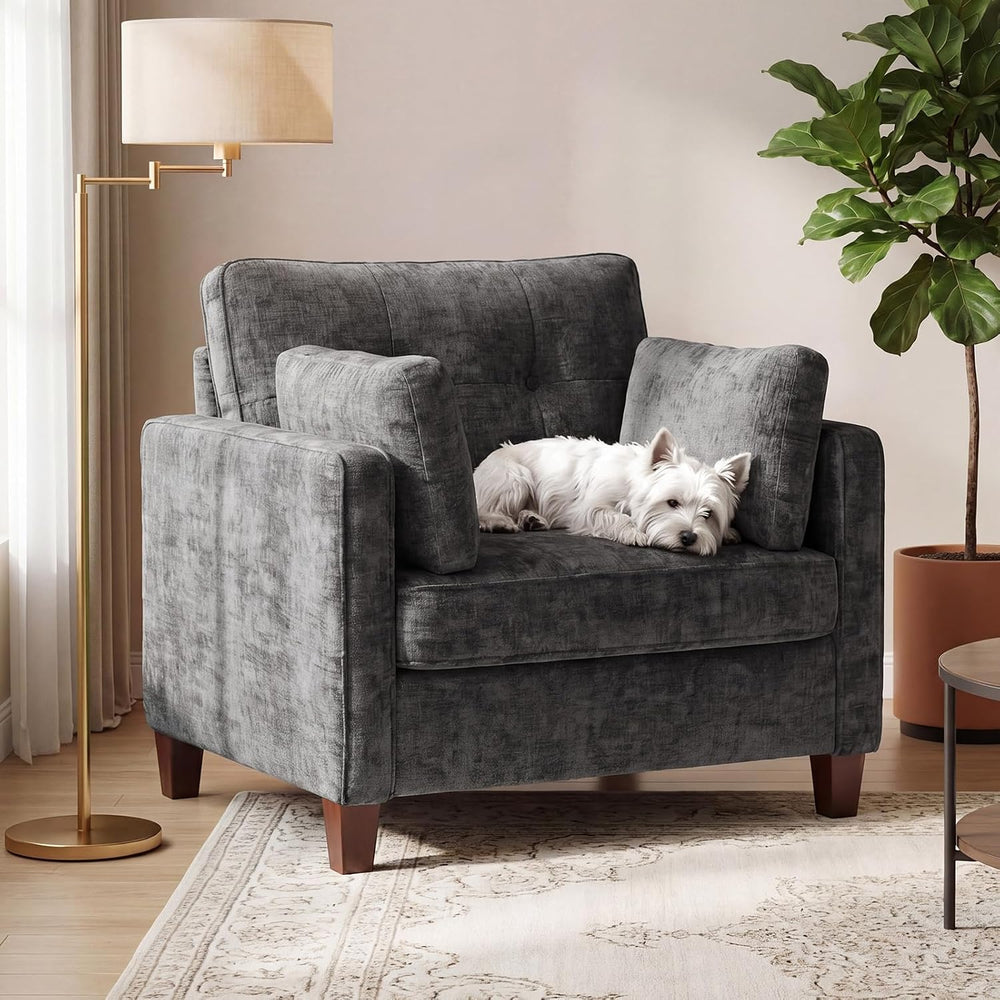Luxury Oversized Accent Reading Chair for Living Room, 41", Chenille, Gray
