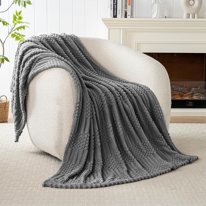 50x70 Inch Grey Throw Blanket - Image 5