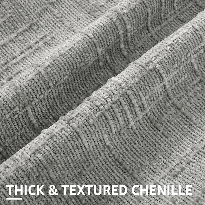 decorUhome Neutral Grey Chenille Throw Pillow Covers 12x20 Set of 2 Textured - Image 2