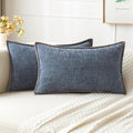 MIULEE Pack of 2 Couch Throw Pillow Covers 12x20 Inch Dark Grey Blue Farmhouse by MIULEE