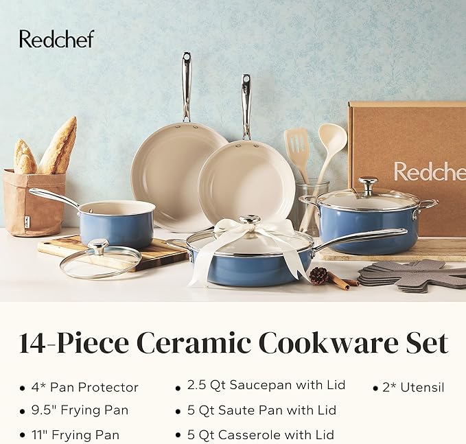 Redchef Ceramic Nonstick Cookware Set, Induction Cookware