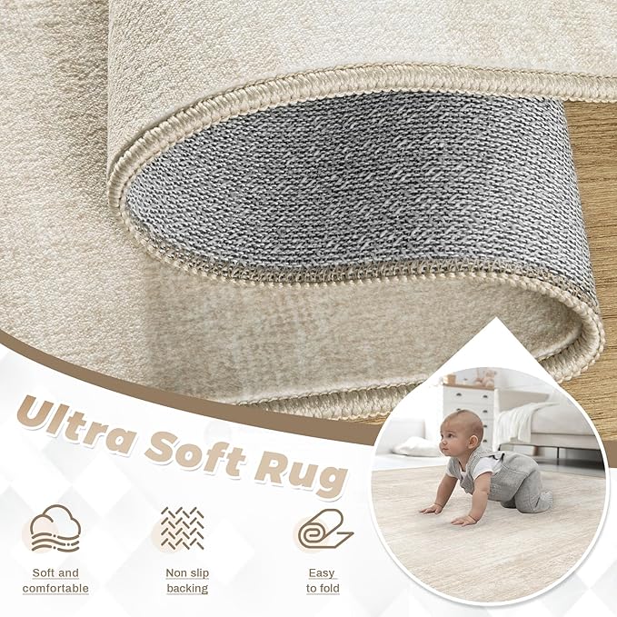 Area Rugs 6x9 for Living Room: Washable Rug Modern Abstract Neutral Soft - Image 4