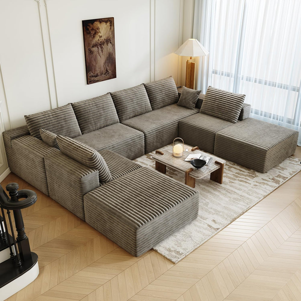 139.4" Modular Sectional Sofa Couch, Oversized U-Shaped Minimalist Couch...
