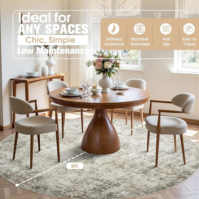Round Rug 8ft Circle Rug Washable: Carpet Circular Area Rug - Image 3