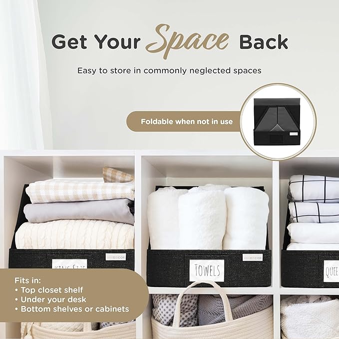 VIVIDECOR Open Front Trapezoid Closet Bins 12x12x10 – Closet Shelf Organizer - Image 5