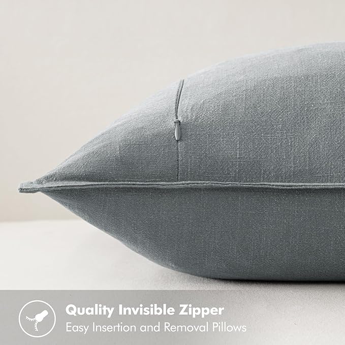 MIULEE Decorative Linen Lumbar Pillow Covers 12x20 Inch Gray ​Boho Farmhouse​ - Image 3