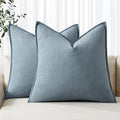 MIULEE Decorative Linen Pillow Covers 20x20 Inch Blue Grey ​Boho Farmhouse​ by MIULEE
