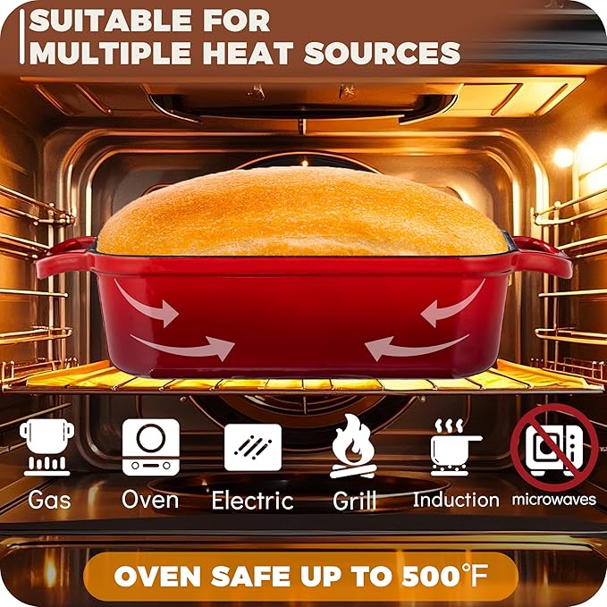 Cast Iron Bread Loaf Pan with Lid, 2 In 1 Loaf Pans