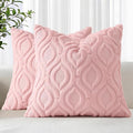 decorUhome Throw Pillow Covers 20x20 Inch Set of 2, Soft Plush Faux Wool Pink by decorUhome