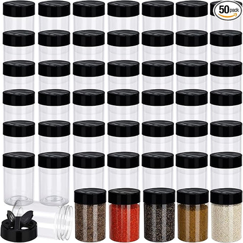 50 Pack 5.5 oz Spice Jars Plastic Clear Empty Bottles by Yiyiring