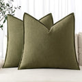 MIULEE Decorative Linen Pillow Covers 18x18 Inch Green ​Boho Farmhouse​ by MIULEE