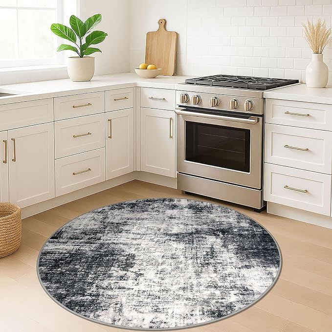 IOHOUZE Round Area Rug 5 Ft Circle Entryway Rugs Round Washable Door Mat Indoor - Image 2