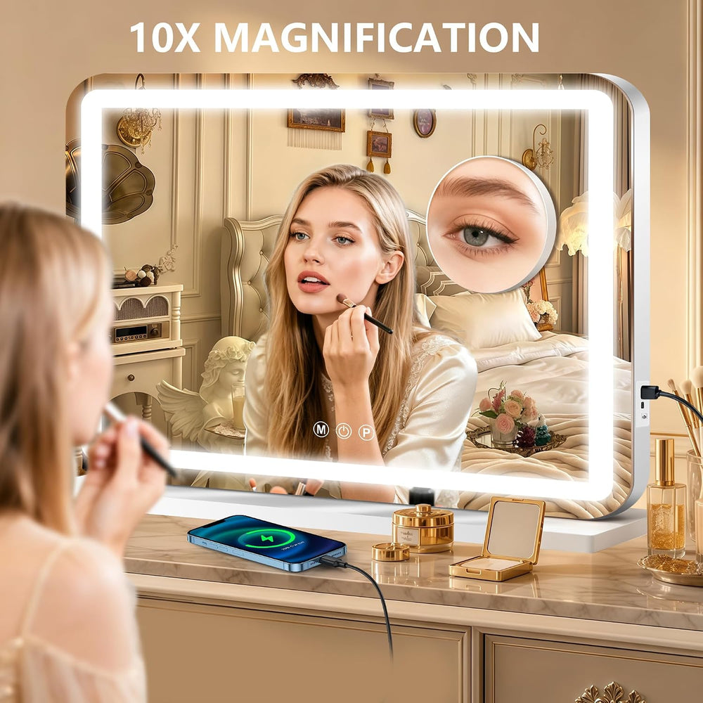 23" x 18" Vanity Mirror with Lights, Led Lighted Makeup Mirror with...