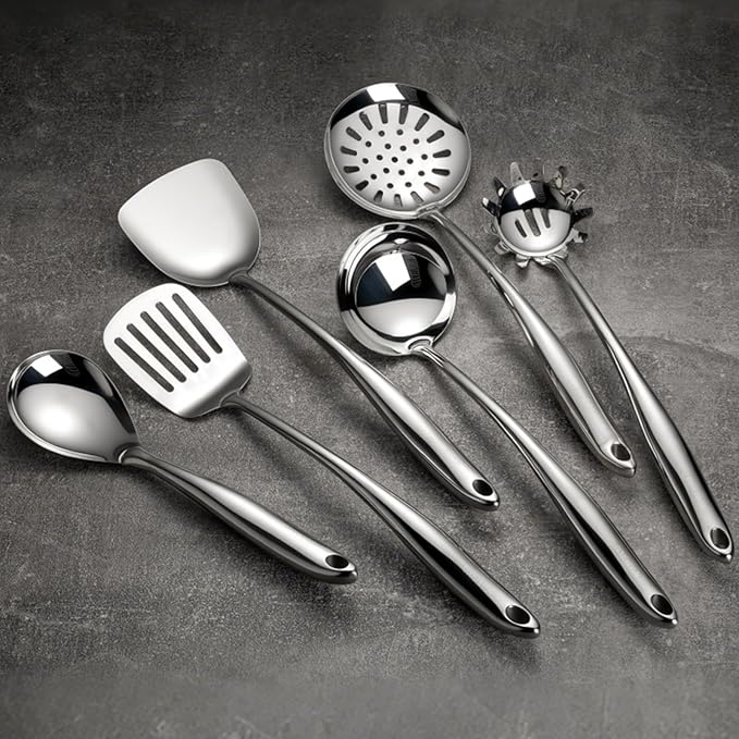 304 Stainless Steel Cooking Utensils Set, Mirror Polished Kitchen Gadget