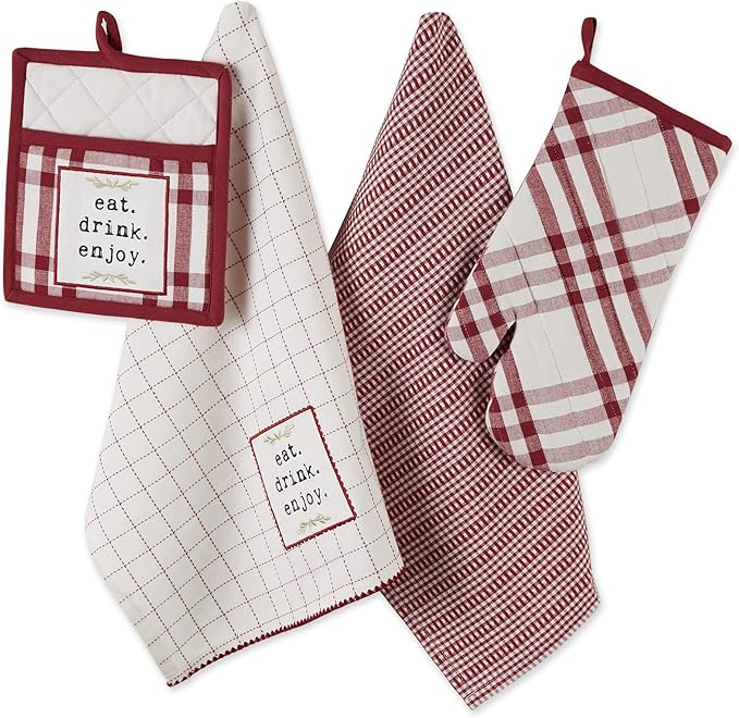 DII Home Sweet Farmhouse Kitchen Collection, Potholder/Oven Mitt/Dishtowel Set by DII