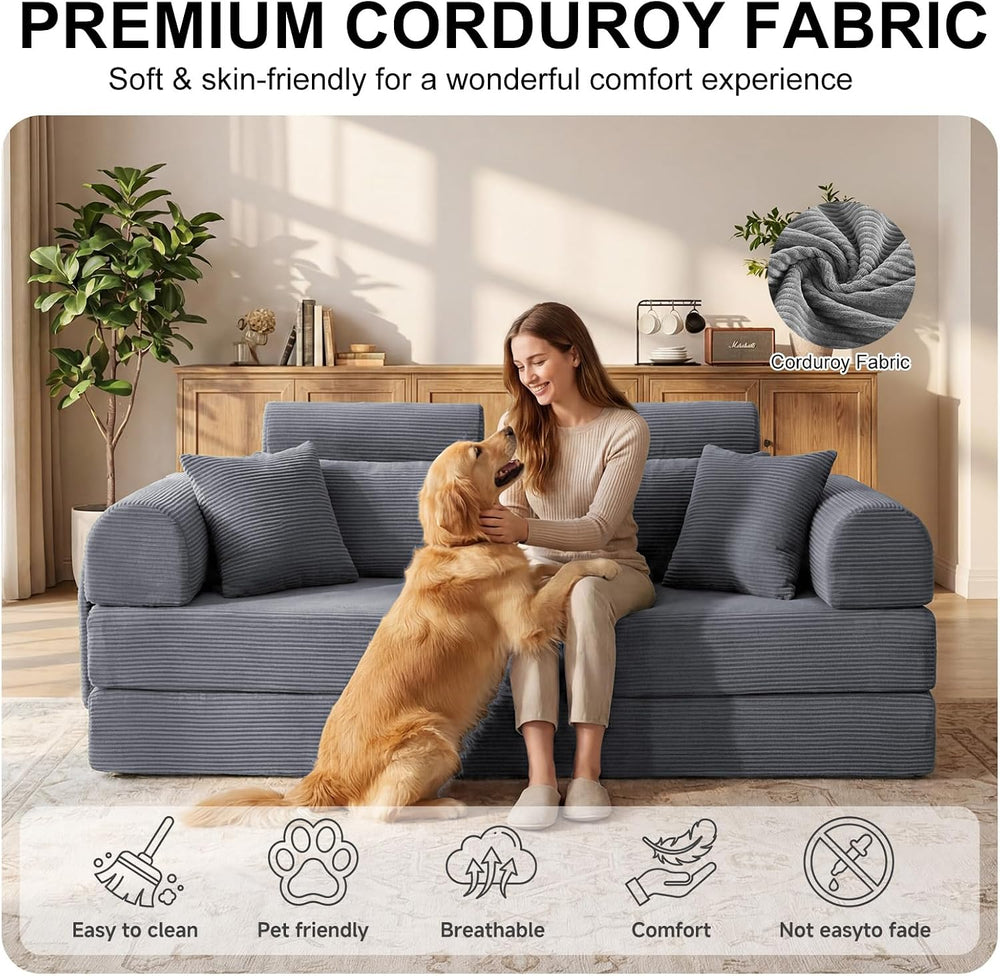 79" Convertible Futon Sofa Bed,High Back Boneless Couch for Living Room