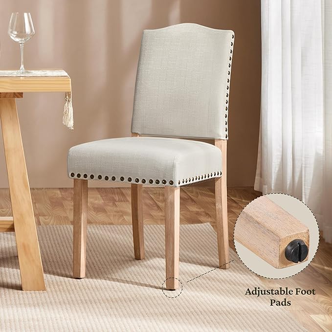Yaheetech Upholstered Dining Chairs Set of 2 Classic Fabric Kitchen Chairs wi...