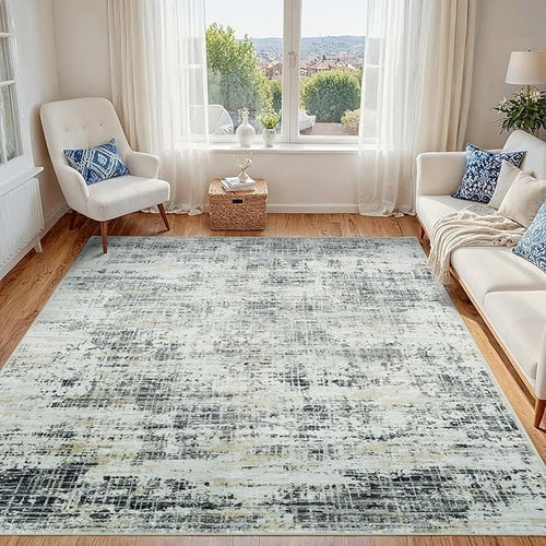 5x7 Area Rugs for Living Room Washable Rug: Anti-Skid Abstract Modern Living by Crority