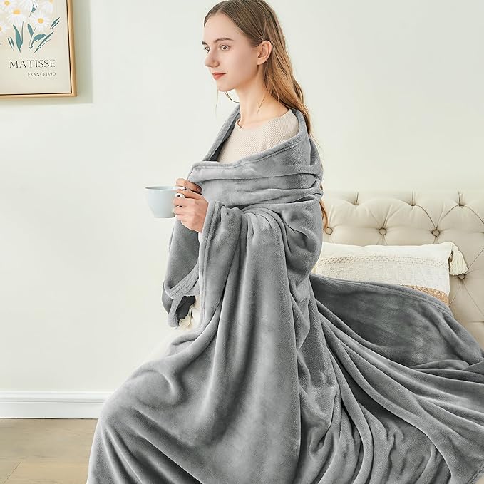 BEDELITE Fleece Blankets Queen Size Grey Throw Blankets - Image 8