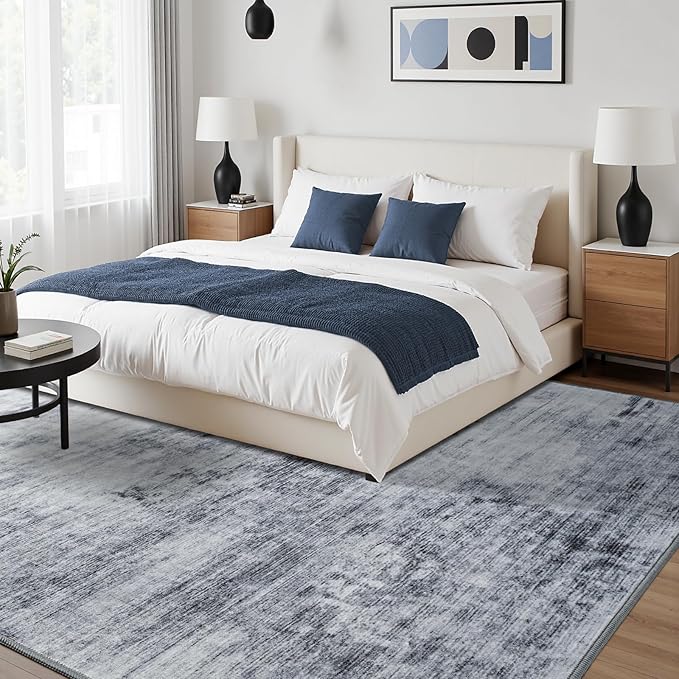 Toneed Abstract Area Rug 9x12 Modern Washable Rug Soft Non Slip Rug Low Pile - Image 4