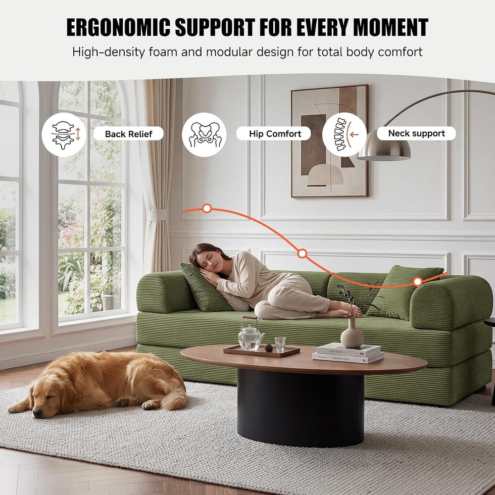 79" Memory Foam Sofa Bed, Convertible Futon Boneless Couch for Living Room
