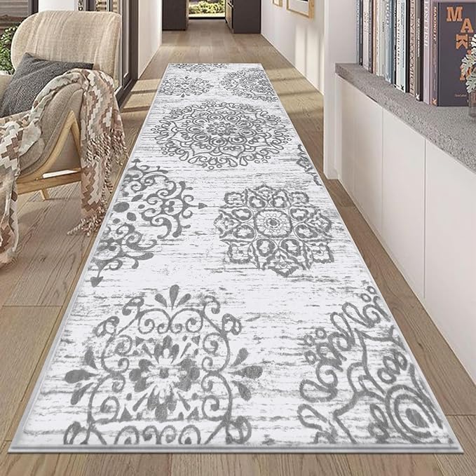 HEBE Hallway Runner Rug 2'8''x8' Washable Vintage Distressed Area Rugs Non Slip by HEBE