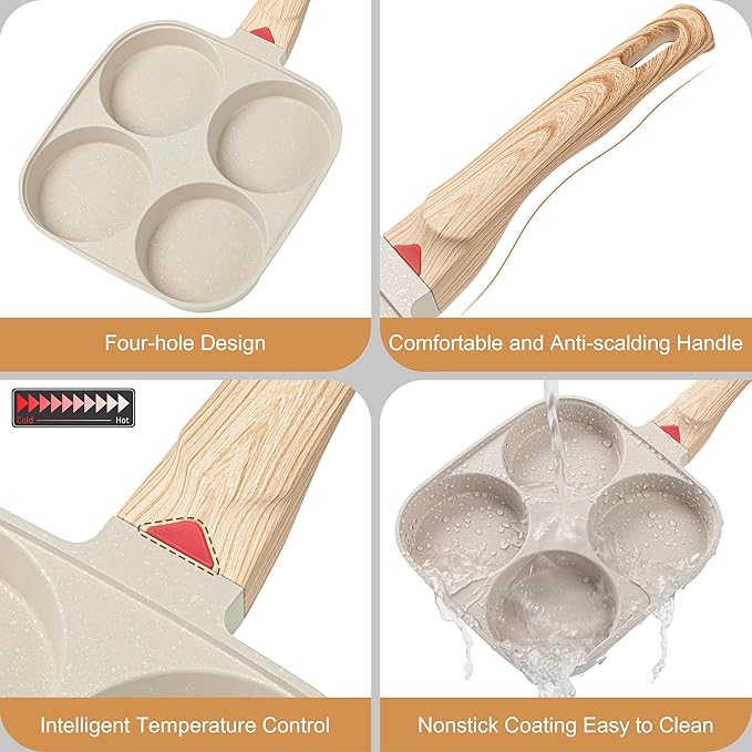 MyLifeUNIT Egg Frying Pan, 4-Cup Egg Pan Nonstick, Fried Egg Pan Skillet - Image 6