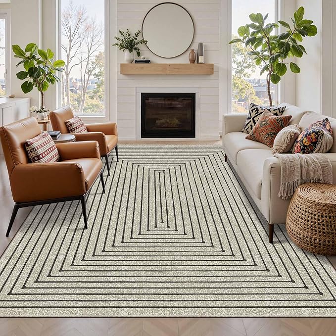 Latte&Fog 5x7 Area Rugs for Living Room Bedroom, Boho Non Slip Low Pile Carpet by LatteFog