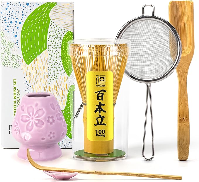 TEANAGOO Matcha Whisk Set, 6-PCS Traditional Starter Set, 100 Prongs Whisk by TEANAGOO