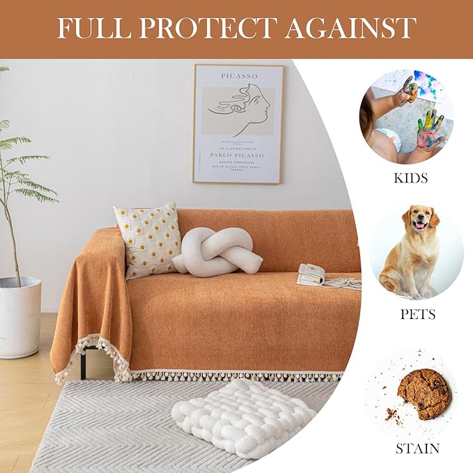 HANDONTIME Dark Orange Sofa Covers Couch Cover