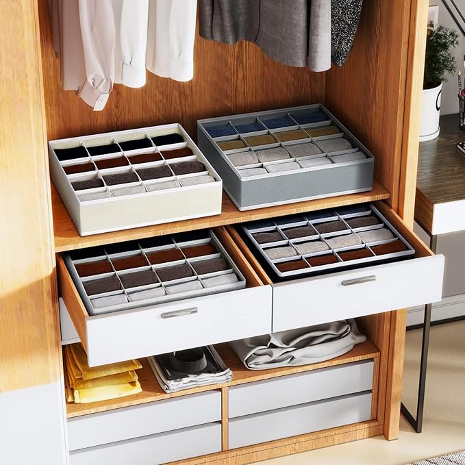 Joyoldelf Sock Drawer Organizer Divider Underwear Organizer 16-cell Fabric - Image 3