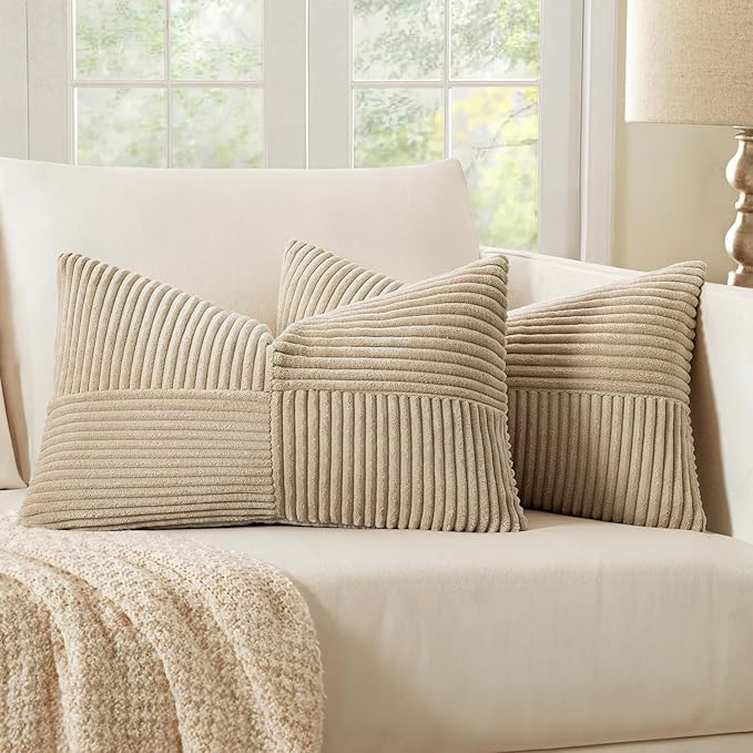 MIULEE Cream Decorative Lumbar Throw Pillow Covers 12x20 Inch by MIULEE