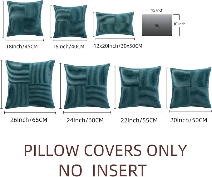 Fancy Homi 2 Packs Teal Euro Decorative Throw Pillow Covers 28x28 Inch - Image 7