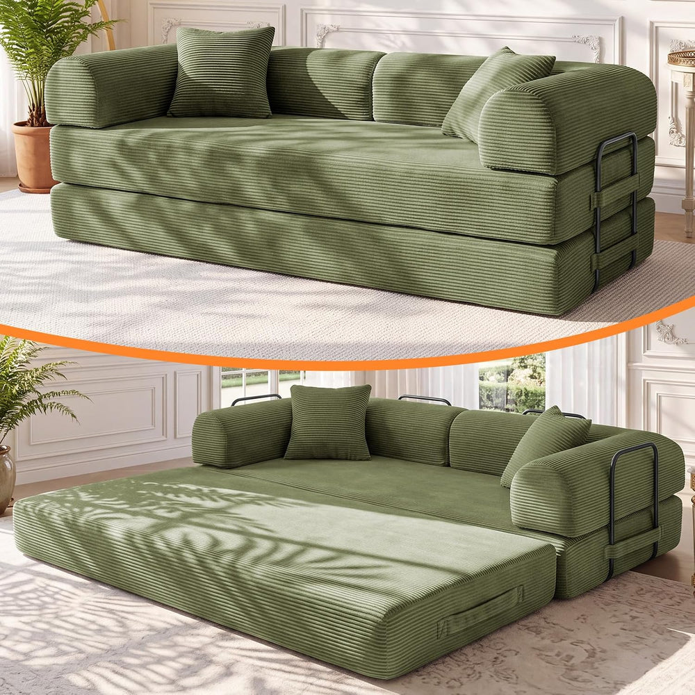 79" Memory Foam Sofa Bed, Convertible Futon Boneless Couch for Living Room