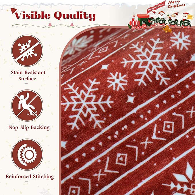 Christmas Rug 4x6 Washable Rugs, Boho Christmas Tree Snowflake Rug Non-Slip - Image 6